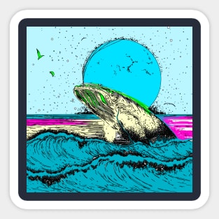 Whale In ocean Sticker